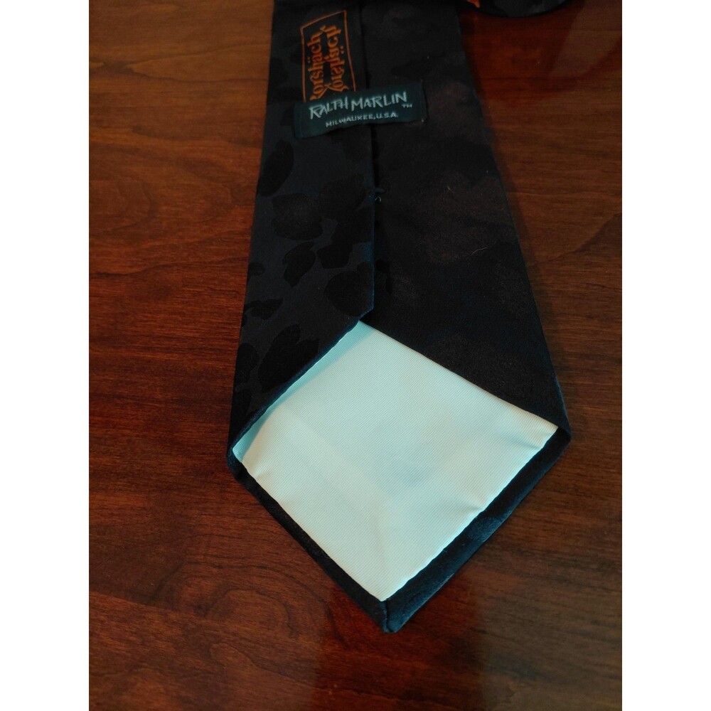 Ralph Marlin Black Gold Rorshack Vintage Necktie 100% Silk 56" X 3.75" - Picture 4 of 6